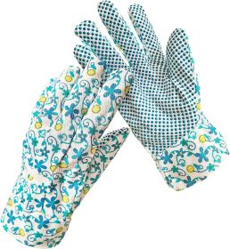 Ladies Medium Garden Gloves Assorted Floral Cotton Jersey  (6 pairs)