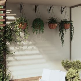 4 Hanging Outdoor Planters with Coco LIners and Metal Brackets
