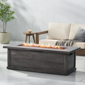 Outdoor MGO Grey Wood Finish Fire Pit Table 50,000 BTU 56” D