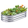 Galvanized Steel Oval Raised Garden Bed Planter 48”x25”x11”