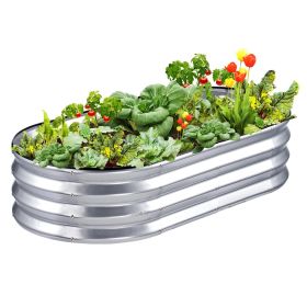 Galvanized Steel Oval Raised Garden Bed Planter 48”x25”x11”