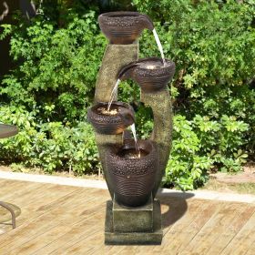 Cascading Water Fountain 4-Tier LED Bowls Modern Decor 40”