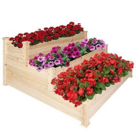 3 Tier Elevated Raised Bed Garden Fir Wood Planter 47x47x 22"
