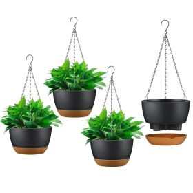4 Self Watering Hanging Outdoor Planters with Chain Hangers