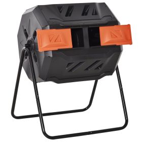 Tumbling Dual Chamber Compost Bin Black with Orange Lids 42 Gal; 4.7 CuFt