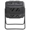Black Octagonal Garden Compost Bin with Dual Chambers and Lids 42.3 Gallon