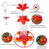 Hanging Hummingbird Bird Feeder with 4 Red and Yellow Feeder Ports and Circular Perching Rail 7 OZ