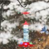 Hanging Hummingbird Bird Feeder with 4 Red and Yellow Feeder Ports and Circular Perching Rail 7 OZ