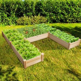 U-Shaped Fir Wood Backyard Garden Raised Bed 92.5”x 95”x11”