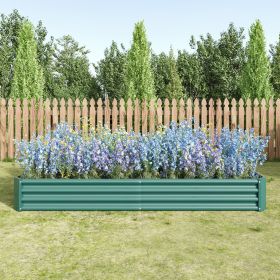 Coated Metal Raised Garden Bed in Green 7.6ft x 3.7ft x 1ft