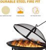 Outdoor Wood Burning Fire Pit Grill Spark Screen and Poker 22”