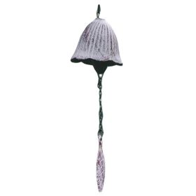 Japanese Cast Iron Tulip and Leaf Wind Chimes Bell Vintage Garden Outdoor Hanging Bell Chime White Cast Iron