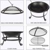 Outdoor Wood Burning Fire Pit Grill Spark Screen and Poker 22”