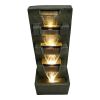 LED 4-Tier Modern Concrete Water Fountain Garden Decor 39”