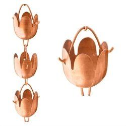 Floral Cups Copper Rain Chain Gutter Downspout 8.5 Ft