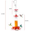 Hanging Hummingbird Bird Feeder with 4 Red and Yellow Feeder Ports and Circular Perching Rail 7 OZ