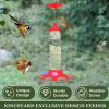 Hanging Hummingbird Bird Feeder with 4 Red and Yellow Feeder Ports and Circular Perching Rail 7 OZ