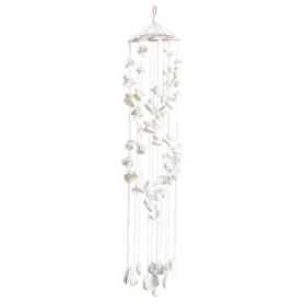 Handcrafted Spiral Seashell Wind Chimes Mediterranean/Bohemian Hanging Decor 25.5”