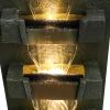 LED 4-Tier Modern Concrete Water Fountain Garden Decor 39”