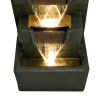 LED 4-Tier Modern Concrete Water Fountain Garden Decor 39”