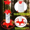 Hanging Hummingbird Bird Feeder with 4 Red and Yellow Feeder Ports and Circular Perching Rail 7 OZ