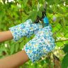 Ladies Medium Garden Gloves Assorted Floral Cotton Jersey  (6 pairs)