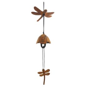 Decorative Dragonfly and Bell Cast Iron Wind Chimes or Hanging Door Bell 3.4”