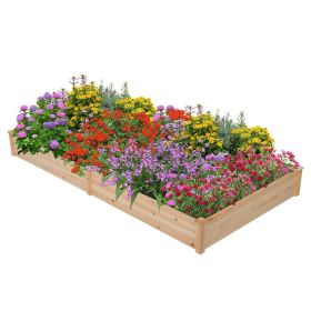 Solid Wood Raised Garden Bed Divided Planter 92” x 47” x 9”