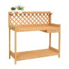 Gardening Bench w/ Lattice Back and Shelf with Drawer 44 x 45”