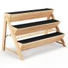 3-Tier A-Frame Elevated Raised Planter Boxes w/ Storage Shelf