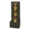 LED 4-Tier Modern Concrete Water Fountain Garden Decor 39”