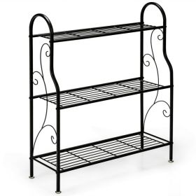 3 Shelf Black Garden Plant Stand Display Rack 28” x 9” x 33”