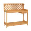 Gardening Bench w/ Lattice Back and Shelf with Drawer 44 x 45”