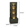 LED 4-Tier Modern Concrete Water Fountain Garden Decor 39”