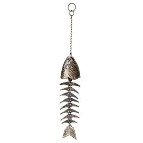 Japanese Cast Iron Fishbone Wind Chimes Vintage Hanging Temple Bells Bronze