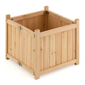 Folding Square Wood Planter Box w/ Removable Bottom 15x15”