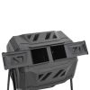 Black Octagonal Garden Compost Bin with Dual Chambers and Lids 42.3 Gallon
