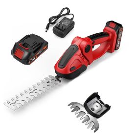 24V Cordless Handheld Grass Shear Hedge Trimmer with 90Â° Cutting Angle 2Pcs Replaceable Blades