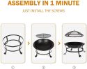 Outdoor Wood Burning Fire Pit Grill Spark Screen and Poker 22”