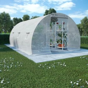 14.75’ x 9.84’ x 6.5’ Hoop Greenhouse PE Cover w/ Steel Frame