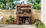 Fir Potting Bench Workstation with Drawers and Cabinet 47 x 65”