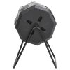 Black Octagonal Garden Compost Bin with Dual Chambers and Lids 42.3 Gallon