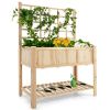 Fir Wood Elevated Raised Bed Planter with Trellis 48" x 23" x 63"