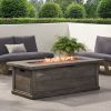 Outdoor MGO Grey Wood Finish Fire Pit Table 50,000 BTU 56” D