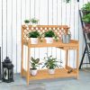 Gardening Bench w/ Lattice Back and Shelf with Drawer 44 x 45”