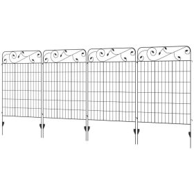 4 Pack Steel Foldable Fence Trellis Panel Animal Barrier (Type: Flat Floral)