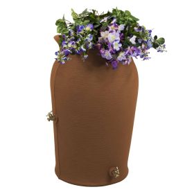 Plastic Urn Rain Barrel with Planter 50-Gallon Top in 3 Colors (Color: Terra Cotta)