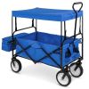 Collapsible Utility Wagon Cart Indoor/Outdoor with Canopy - Blue or Red