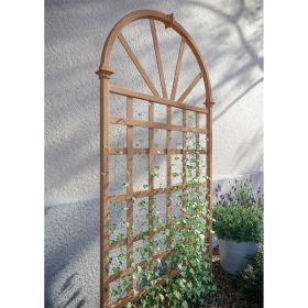 77-inch Outdoor Light Brown or White Vinyl Lattice Garden Trellis with Arched Top (Color: Light Brown)