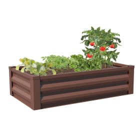 Galvanized Steel Raised Bed Planter 4 Colors 48x24x10 Inches (Color: Brown)